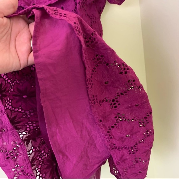 Lulu’s Biscay Magenta Ruffled Eyelet Lace Sleeveless Dress in Large - Picture 13 of 15